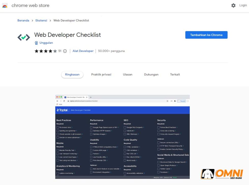 Extension Chrome untuk Web Developer