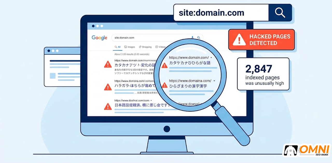 Cara cek website kena hack dengan perintah site:domain.com di Google