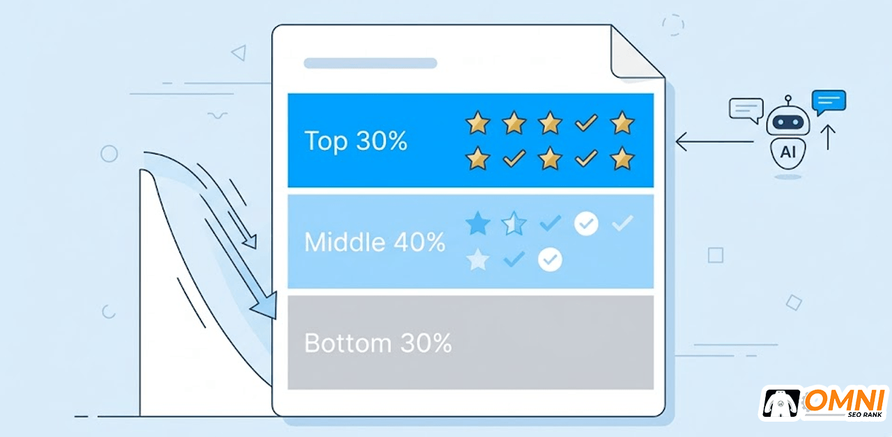 Grafik ski ramp menunjukkan 44% kutipan AI berasal dari 30% pertama halaman