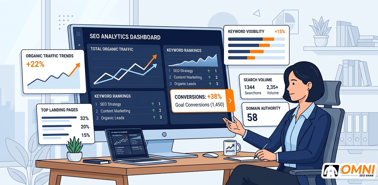 cara-membaca-laporan-seo-revenue-omnirank.id copy Ilustrasi cara membaca laporan SEO untuk mengukur dampak ke revenue bisnis