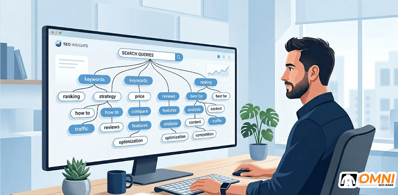 Ilustrasi cara kerja fan-out query di Google AI Overview