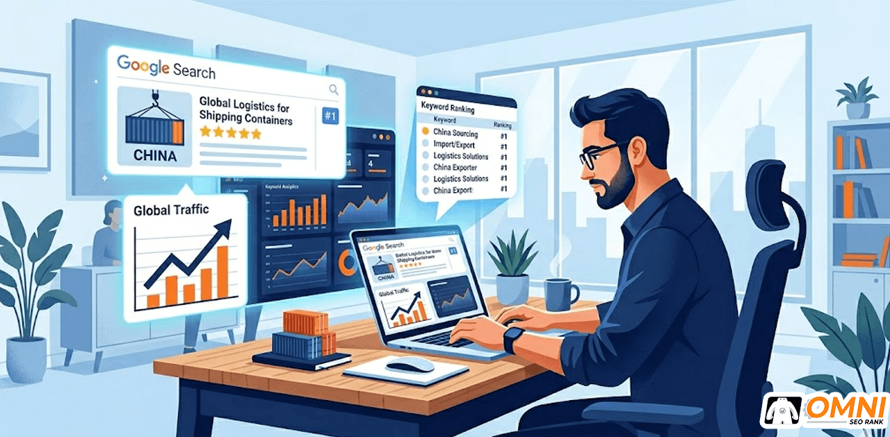 Ilustrasi strategi jasa SEO untuk bisnis jasa import China