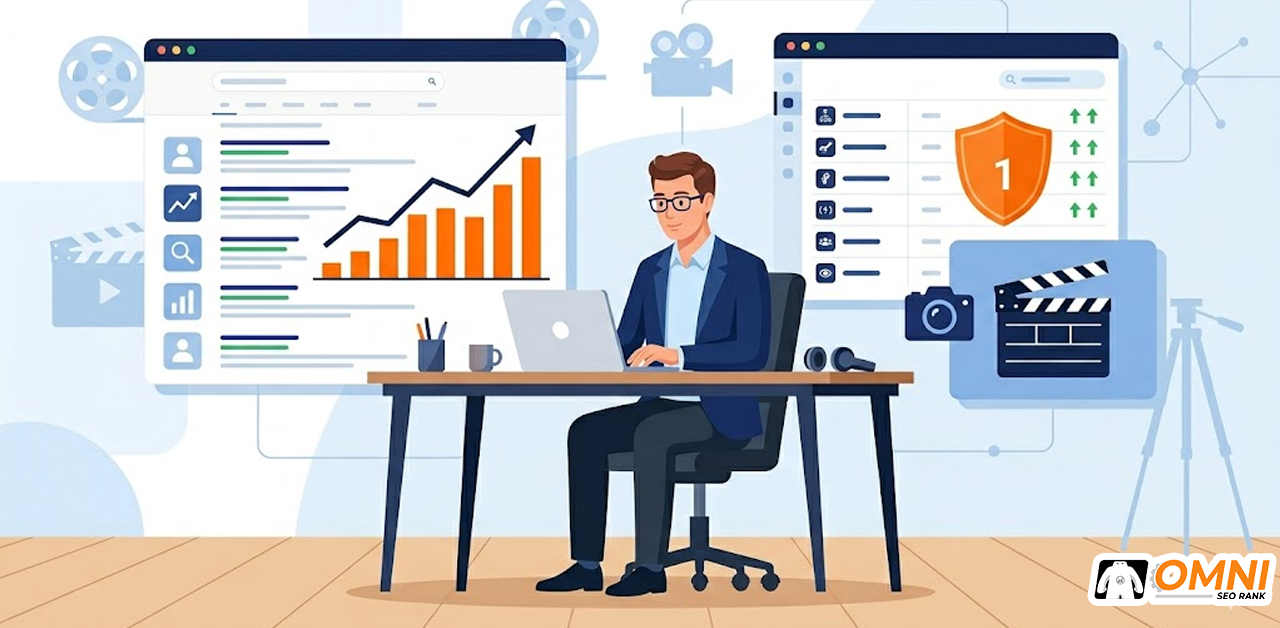 jasa-seo-production-house-omnirank.id Ilustrasi jasa SEO production house untuk meningkatkan ranking dan mendapatkan lebih banyak klien di Google