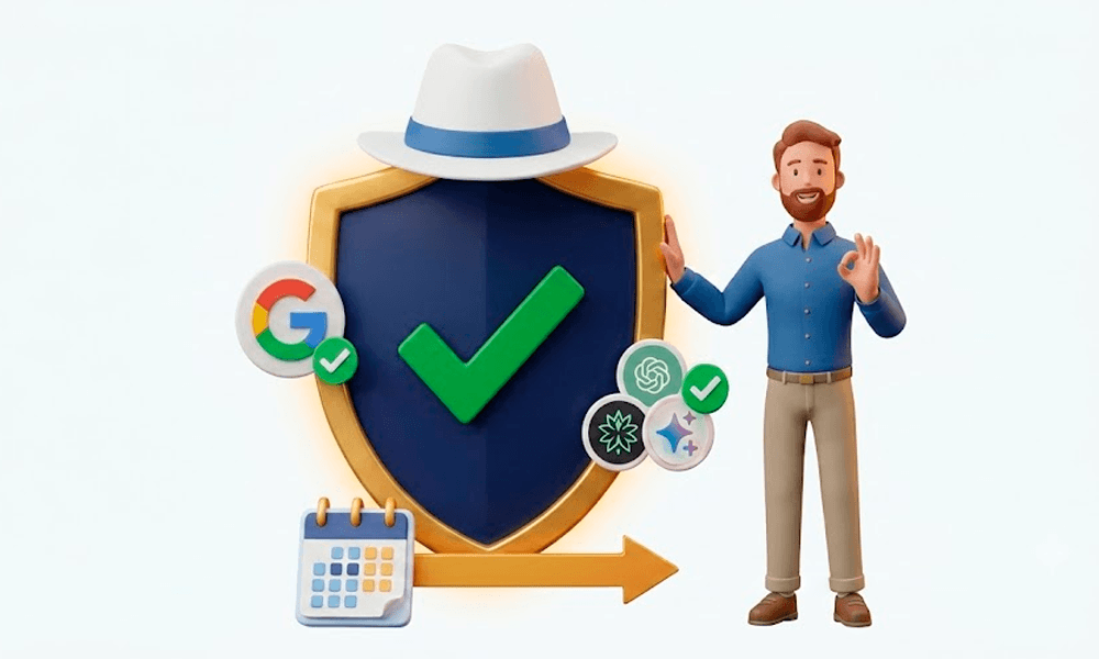 Ilustrasi shield yang menggambarkan pendekatan white hat Omnirank yang aman dari penalty Google maupun perubahan algoritma platform AI