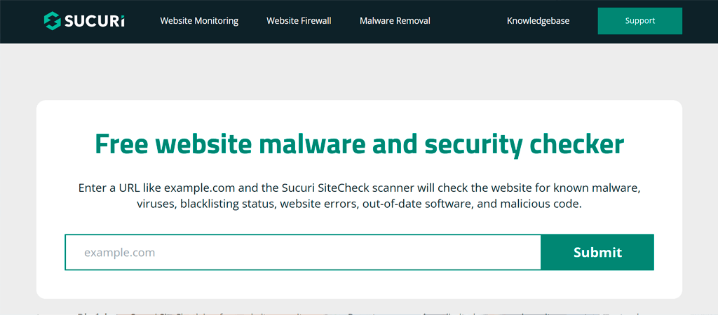 Sucuri SiteCheck untuk melakukan external malware scan
